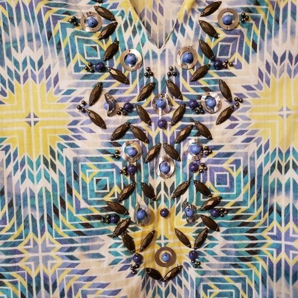 JM Collection Cotton Gem accents Shirt 12 - Picture 2 of 5